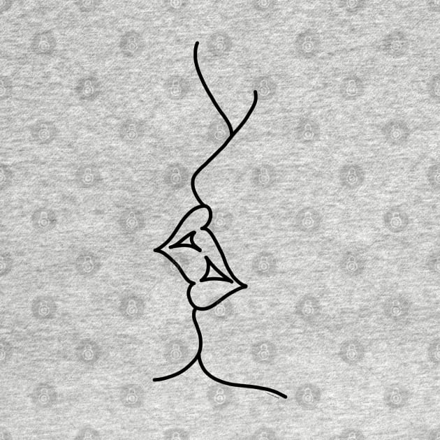 Kiss Kissing Lips Modern Line Art Graphic Design by DoubleBrush